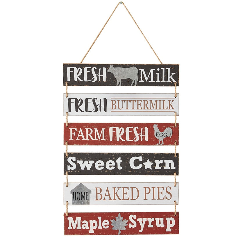 Farm Fresh Wall Décor Collection – Hanging Sign or Rustic Wall Clock