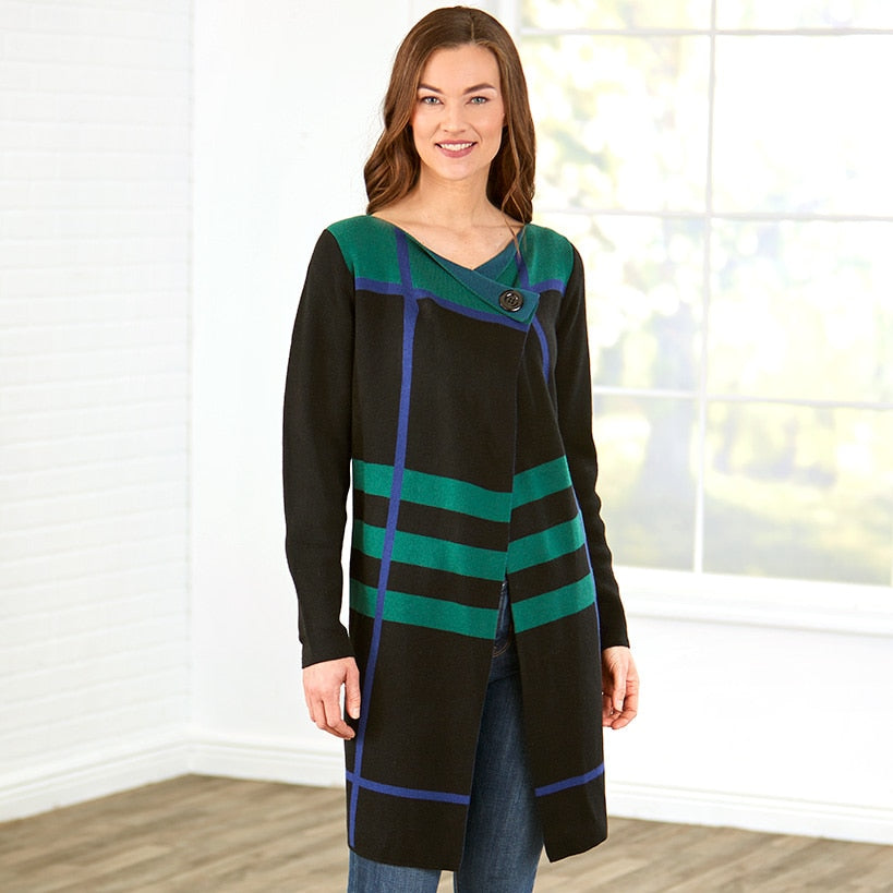 Women's Plaid Cardigan T30323