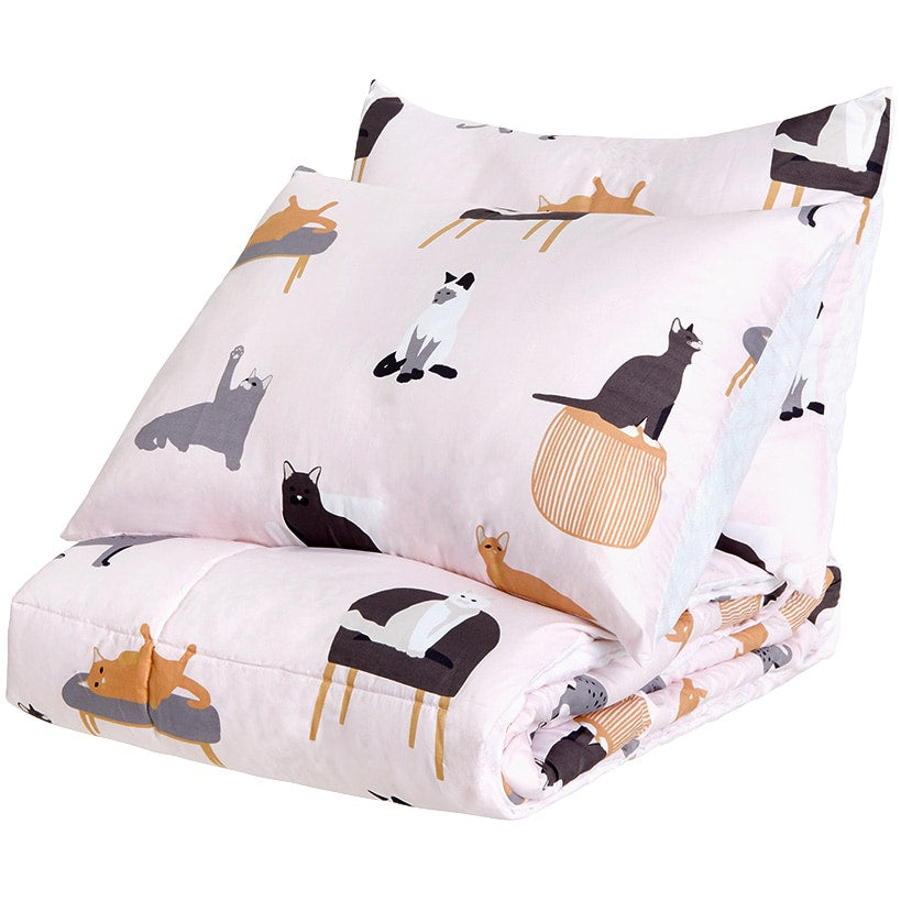 Cat's Life Reversible King Complete Comforter Set