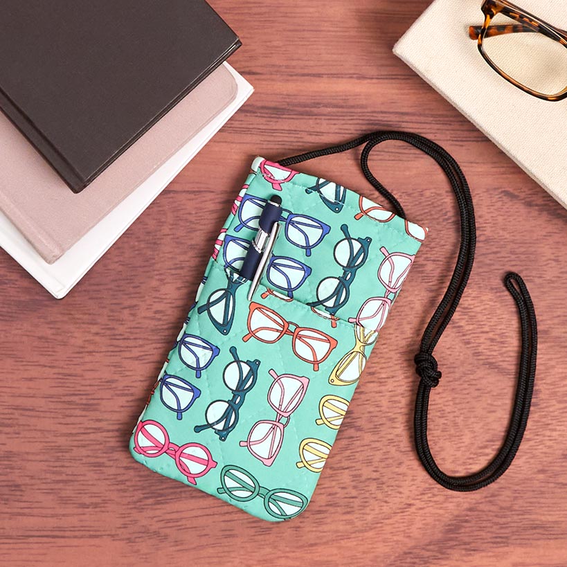 Quilted Glasses Case with String N818