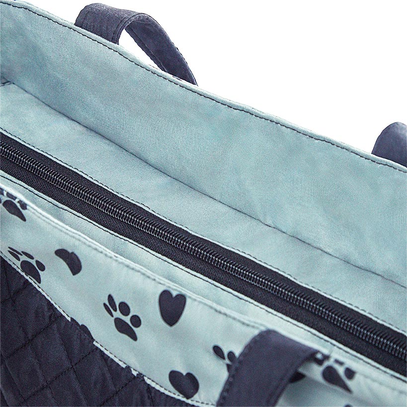 Quilted Tote with Cat Paw Print A254