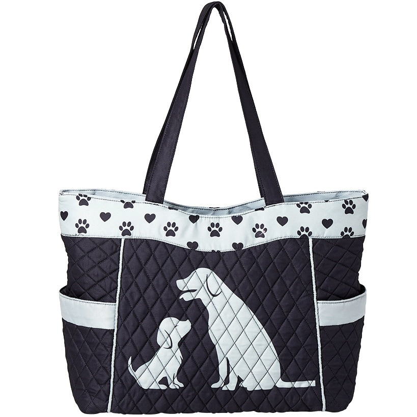 Quilted Tote with Cat Paw Print A254