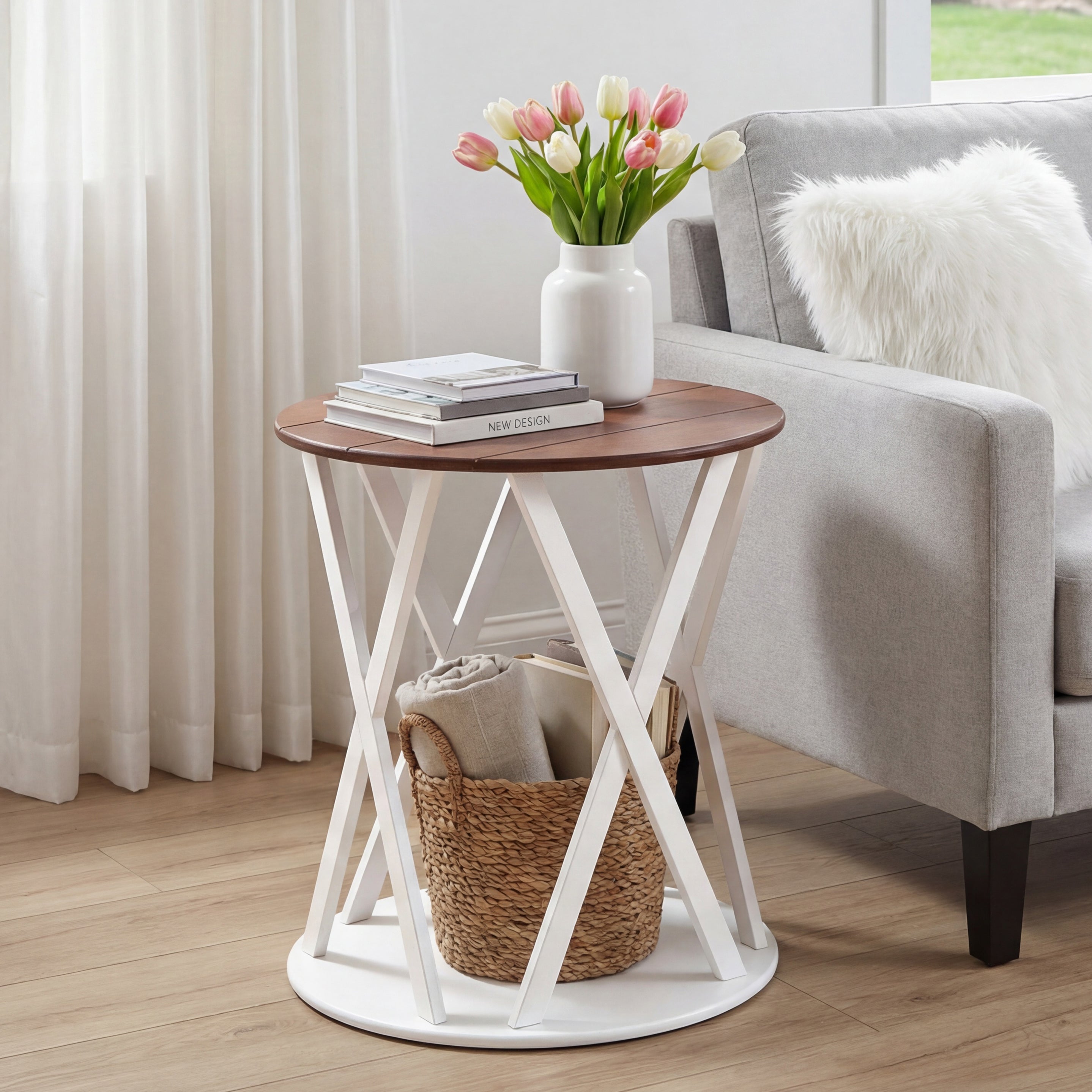 Rustic Style Accent Table 19" Dia x 21.5"H U321