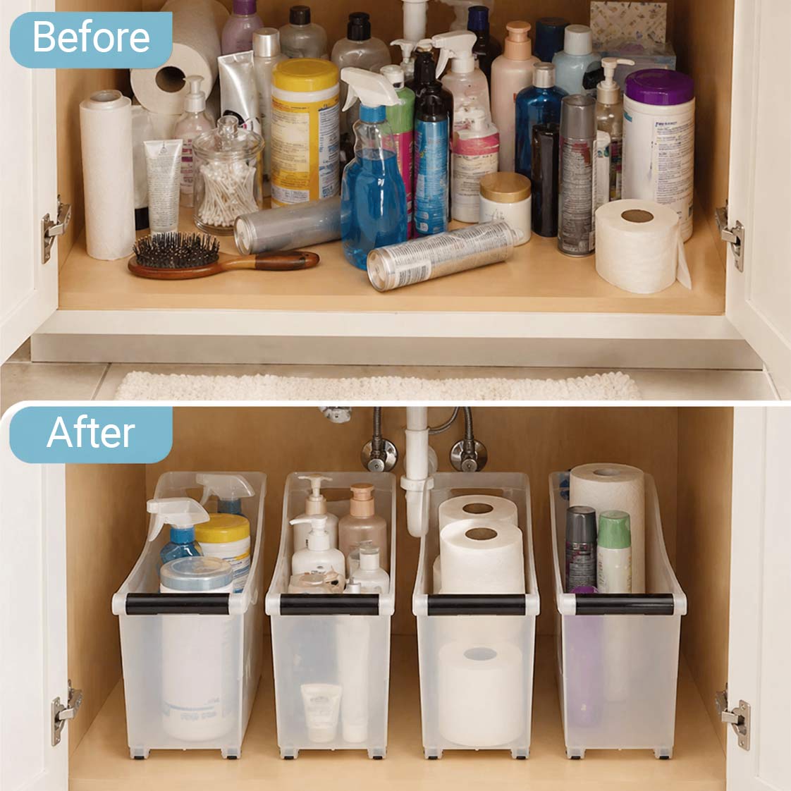 Rolling Slim Household Storage Bin with Handle