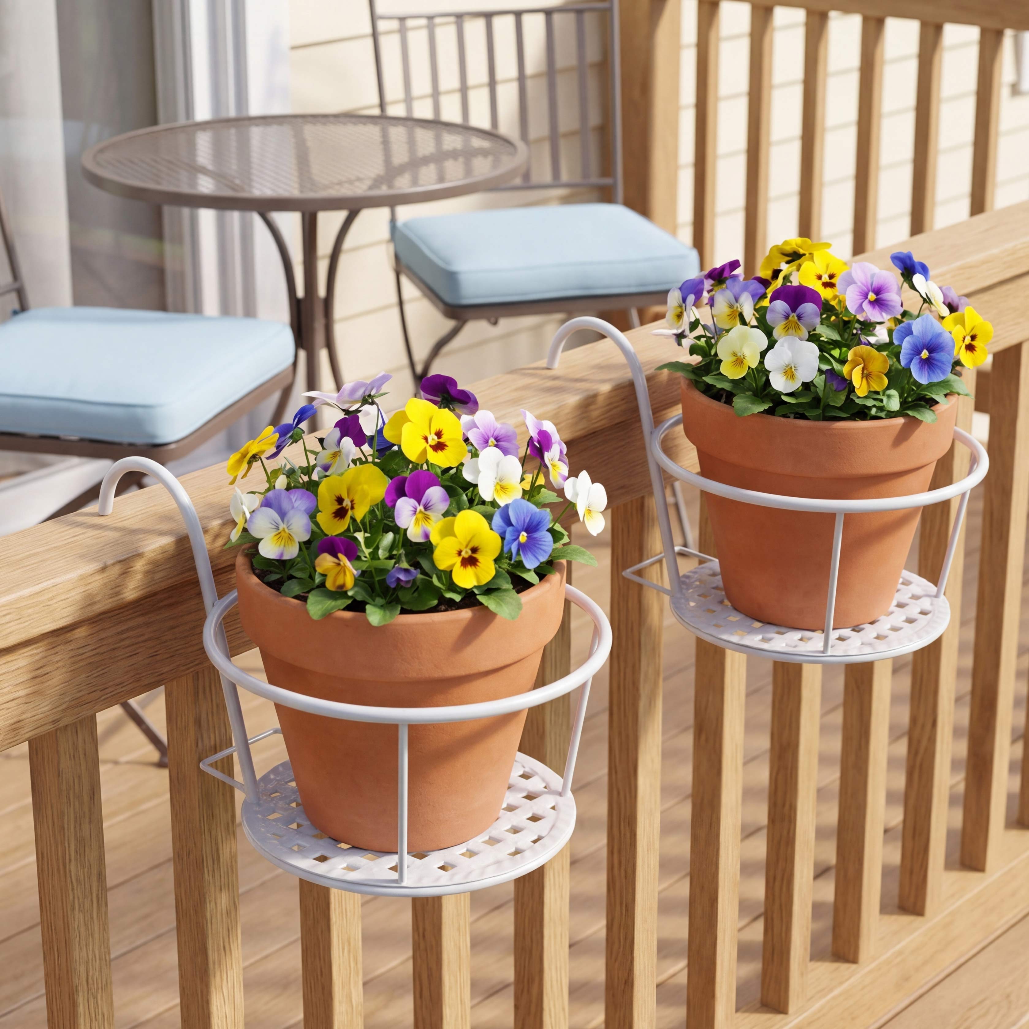 Railing Flower Pot Holders for Balcony or Deck 2 Pk D2438