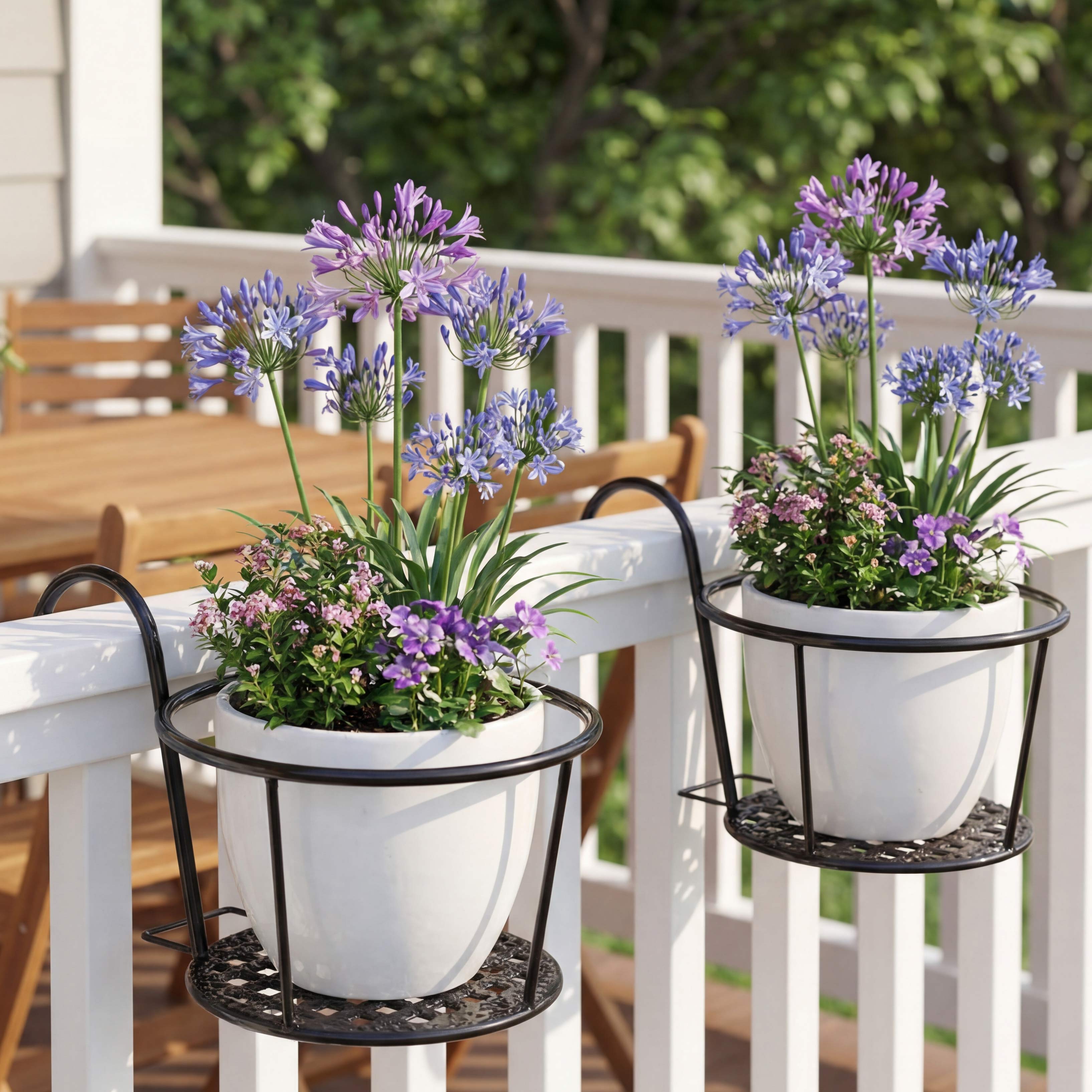 Railing Flower Pot Holders for Balcony or Deck 2 Pk D2438