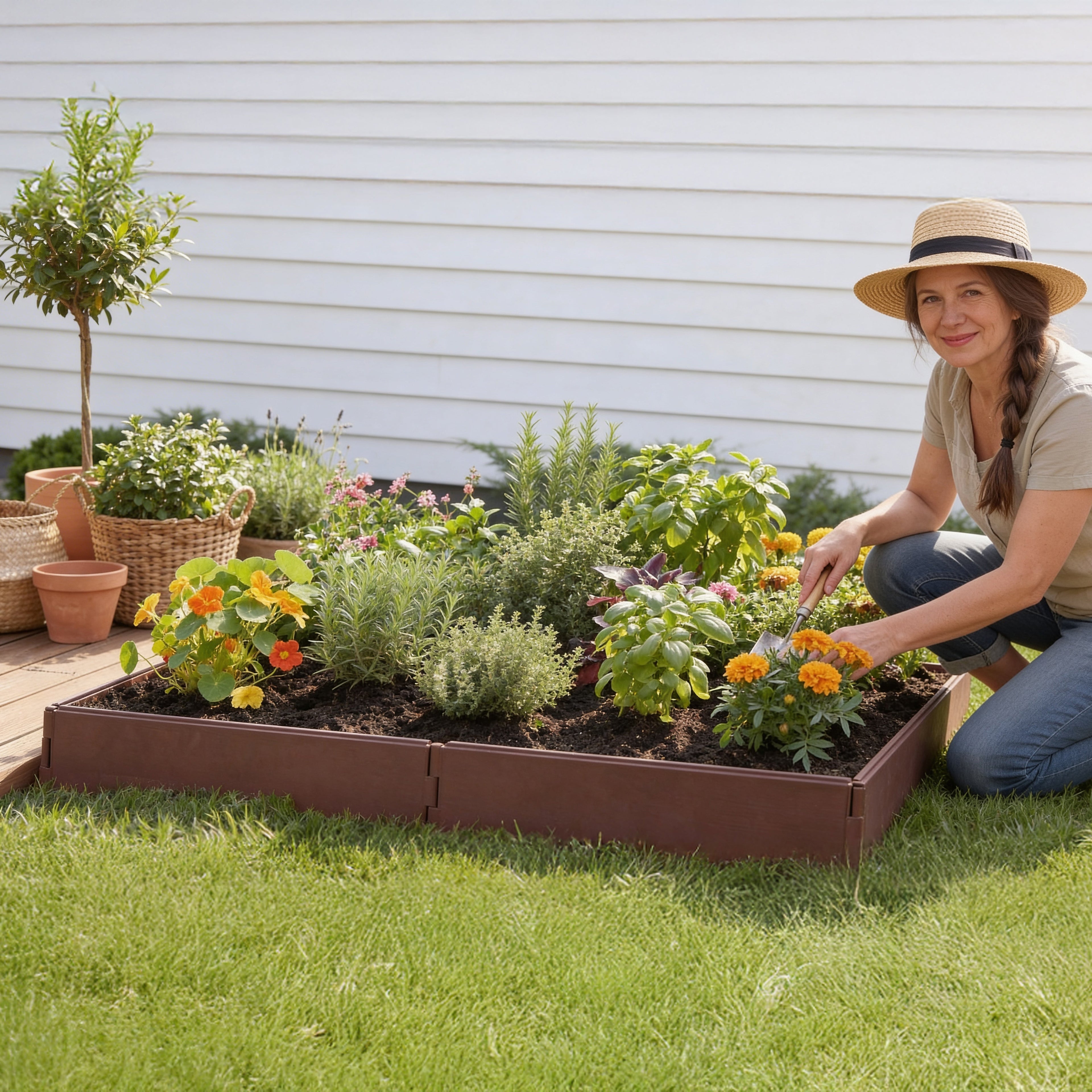 Raised Garden Bed With 8 Adjustable Panels Y417023