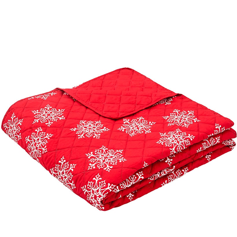 Red Snowflake Full/Queen Quilt Set with Shams