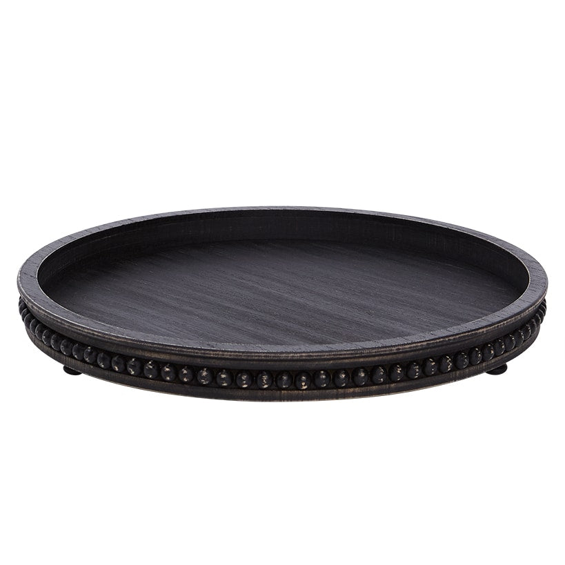 Beaded Wood Round Trays