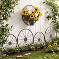 Rustic Wagon Wheel Planter for Outdoor Spaces E18942