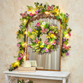 Summer Butterfly and Flower Lighted Wreath or Garland-Seasonal Decor