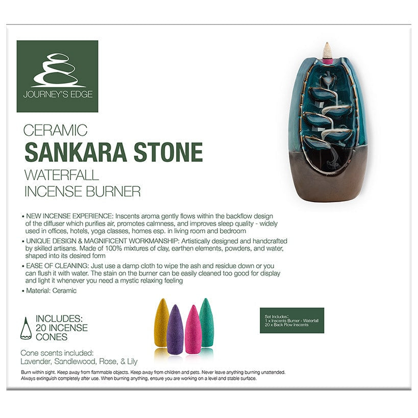 Ceramic Sankara Stone Waterfall Incense Burner or 100 Incense Cones
