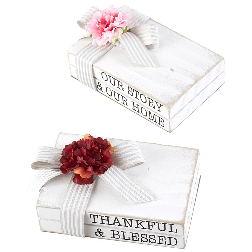 Set of 2 Vintage Book Decor Accents