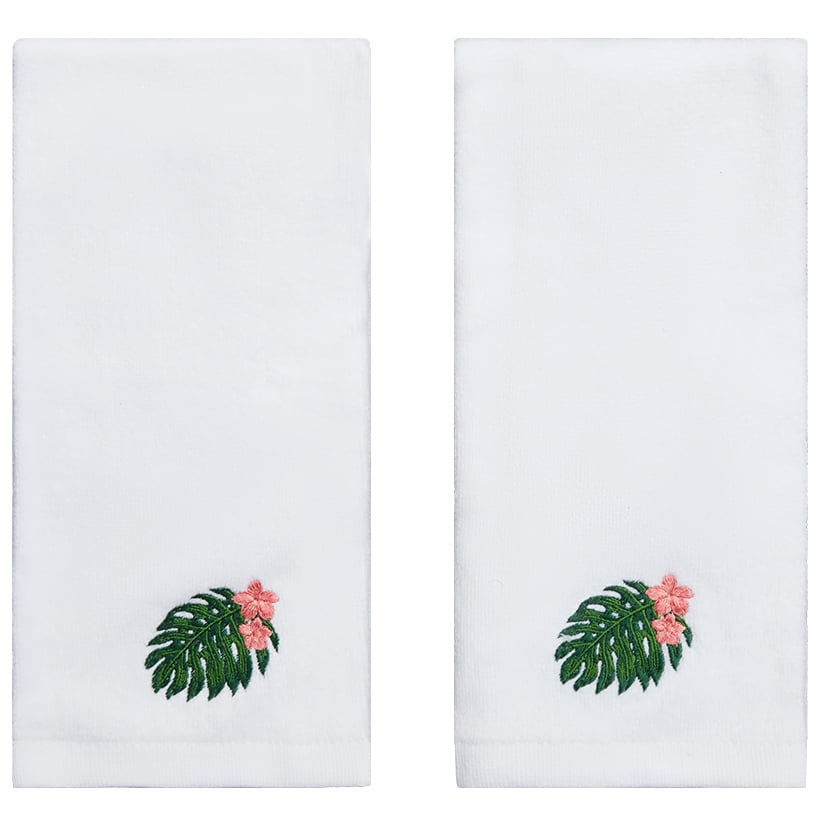 Palm Floral Shower Curtain, Bath Rug, Hand Towels, Valance, Hooks Q35424