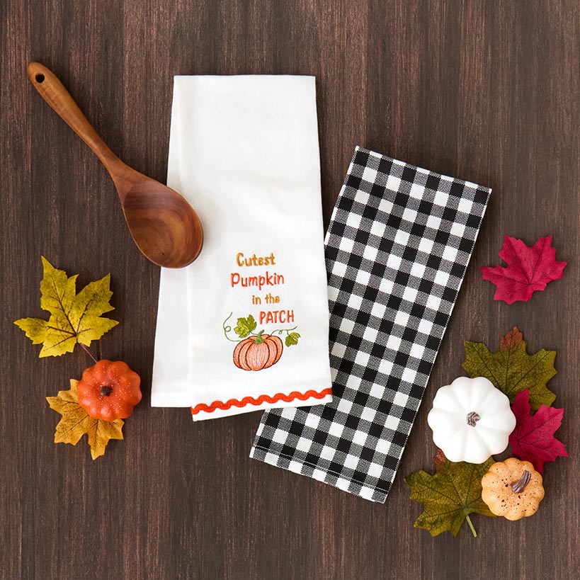 Autumn Embroidered Kitchen Towels, Set of 2