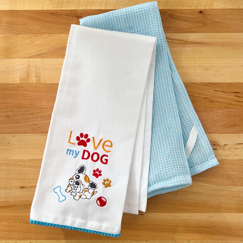 Kitchen Towels Summertime Dog Set of 2