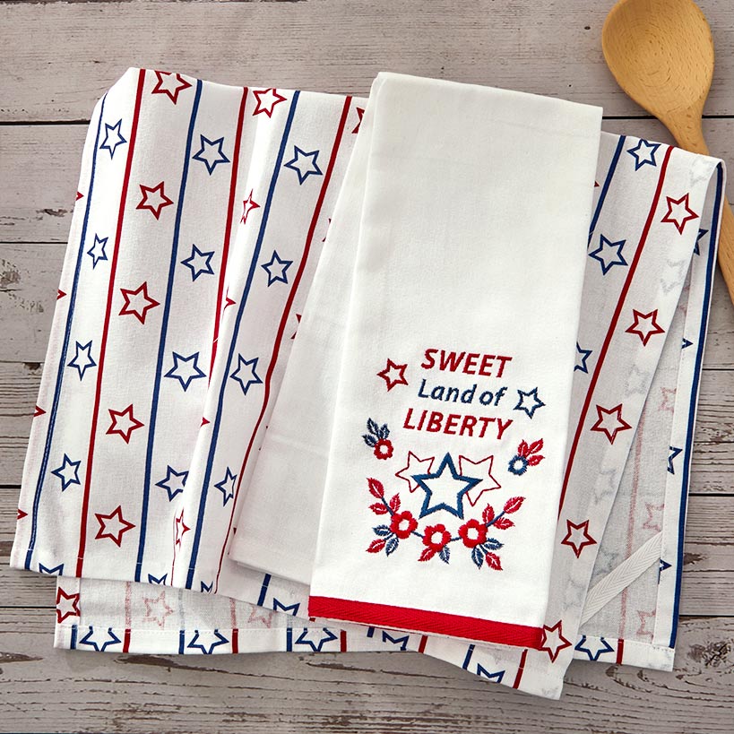 Americana Kitchen Towels Embroidered Set of 2