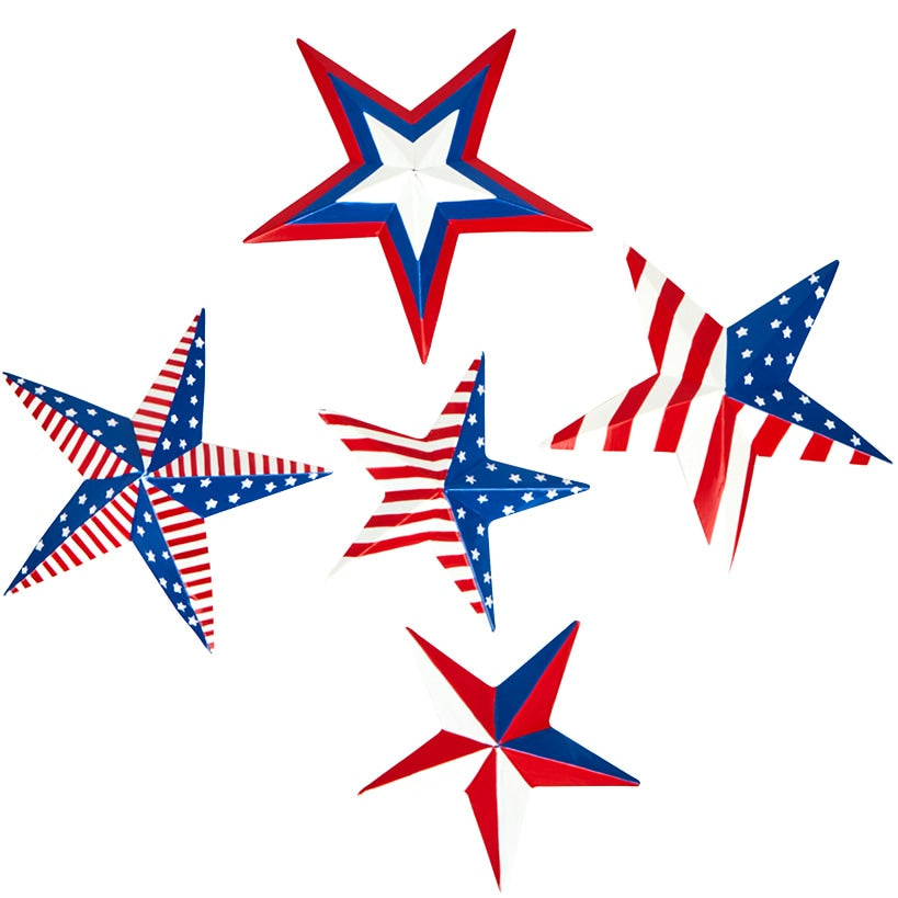 Americana Stars and Stripes Decor Set of 5 Stars