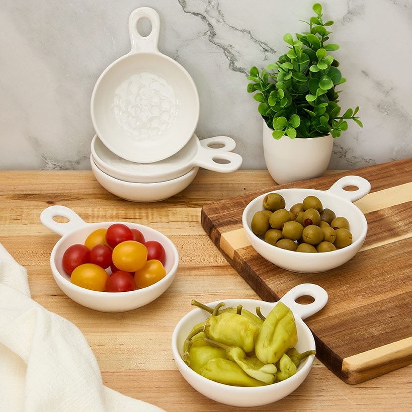 Temp-tations® Skillet-Shaped Ceramic Dip Bowls - Set of 6