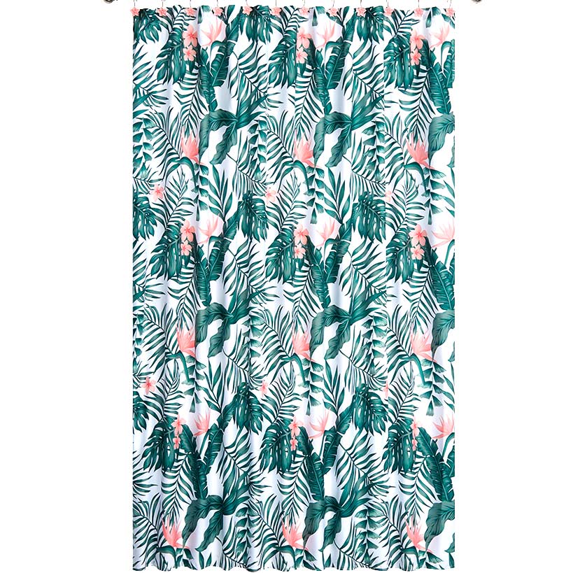 Palm Floral Shower Curtain, Bath Rug, Hand Towels, Valance, Hooks Q35424