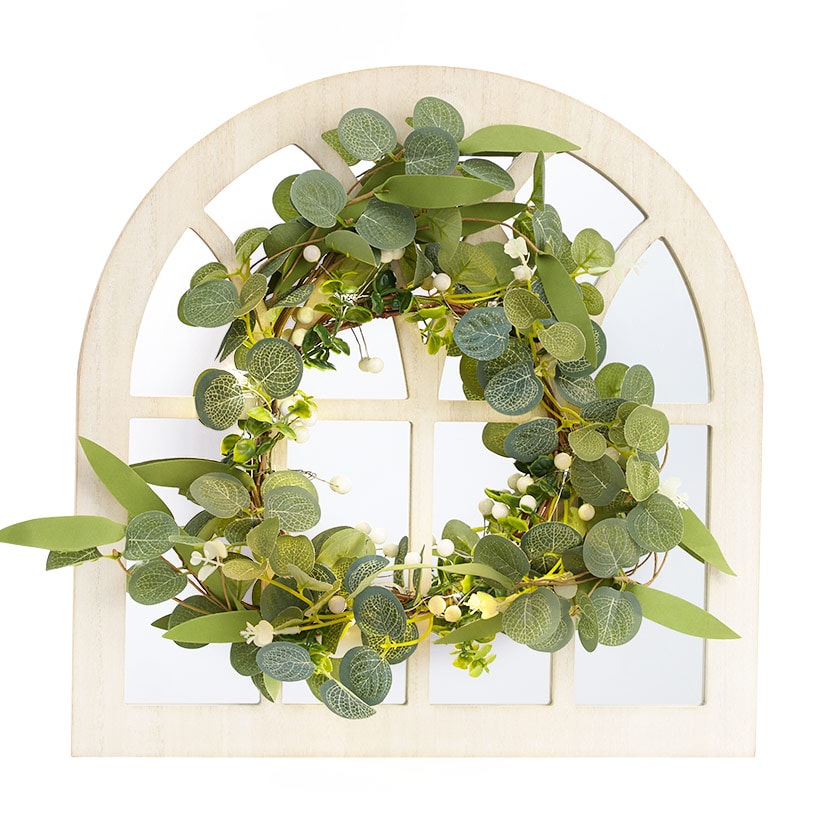 Lighted Country Wall Mirror with Wreath K5572