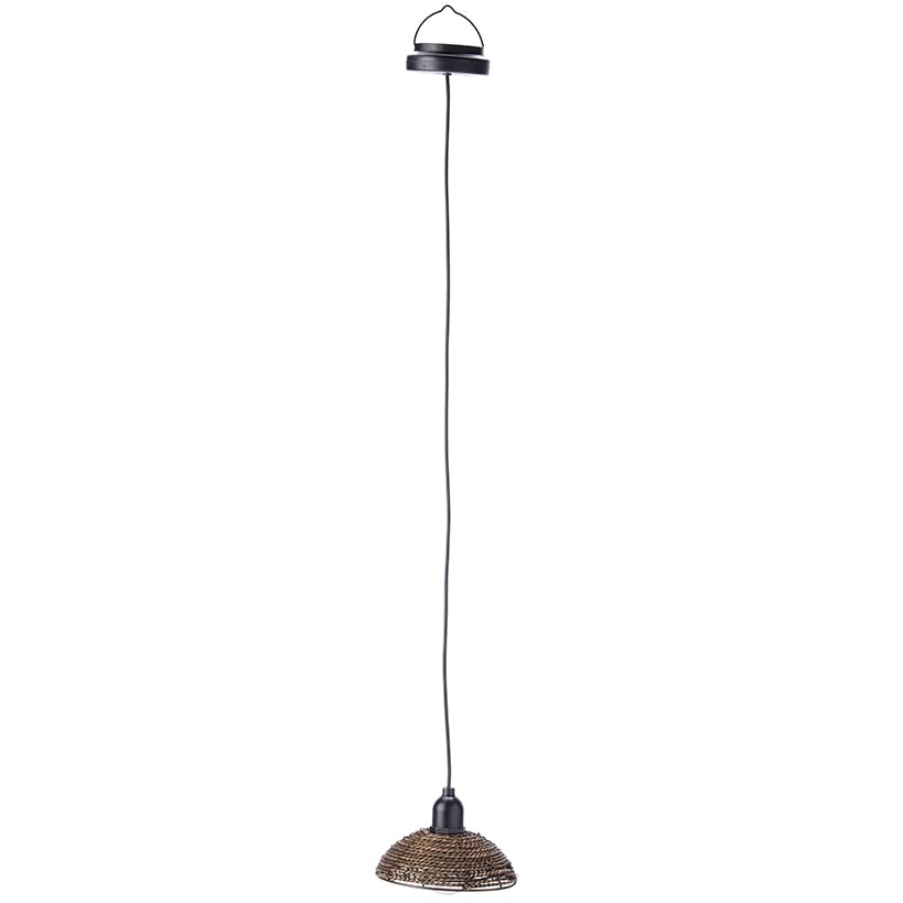 Solar-Powered Small Rattan Pendant Light – Natural and Brown