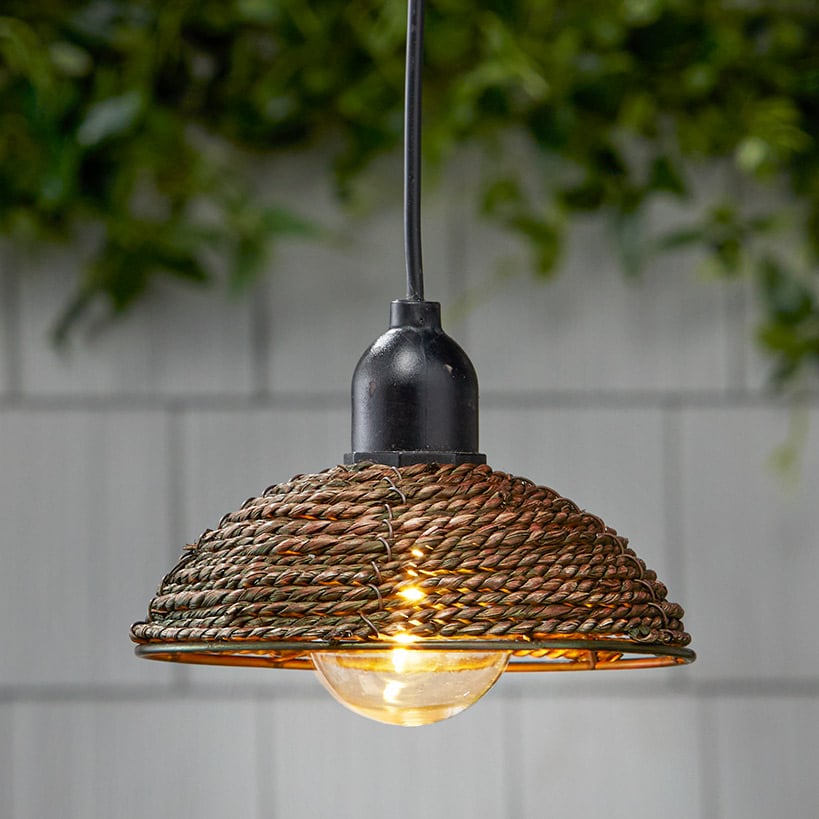 Solar-Powered Small Rattan Pendant Light – Natural and Brown