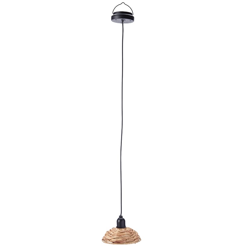 Solar-Powered Small Rattan Pendant Light – Natural and Brown