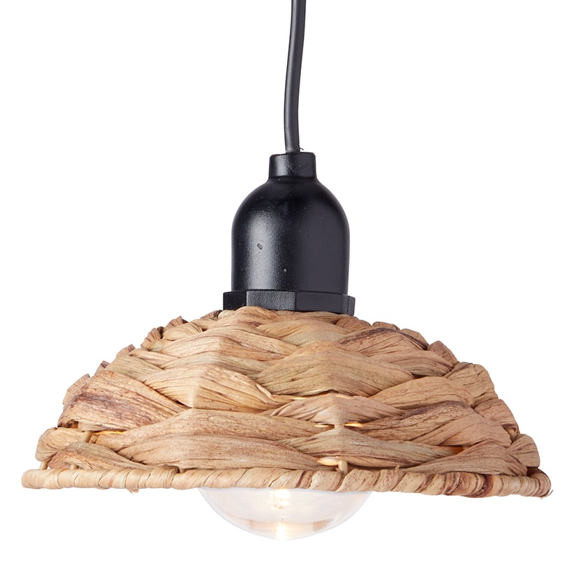 Solar-Powered Small Rattan Pendant Light – Natural and Brown