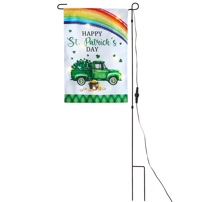 Solar St. Patrick’s Garden Flag with Pole