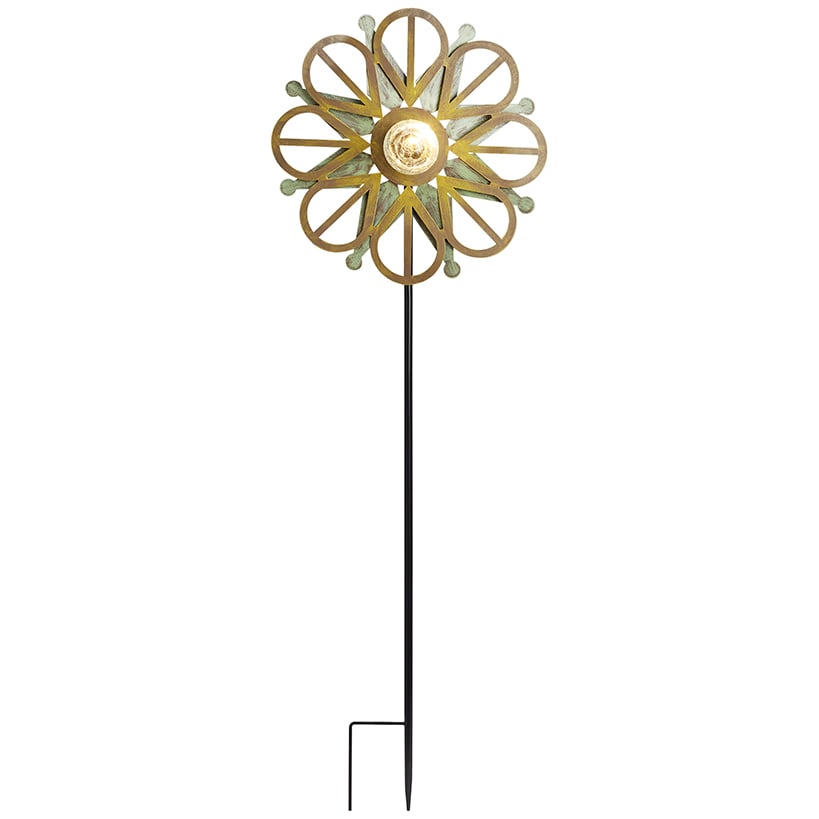 Solar-Powered Copper Patina Wind Spinner