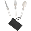 Camping Stainless Steel Folding Cutlery Set With Carry Pouch