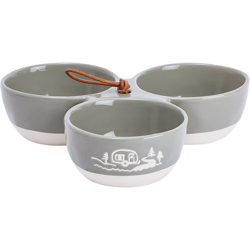 Triple Serving Bowl in Stoneware - Lake or Ocean