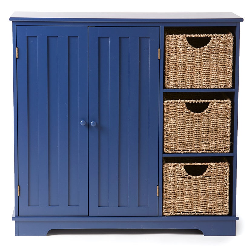 Beadboard Storage Cabinet with 3 Shelves and Cupboard