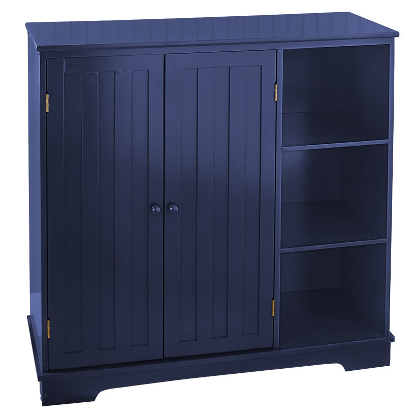 Beadboard Storage Cabinet with 3 Shelves and Cupboard