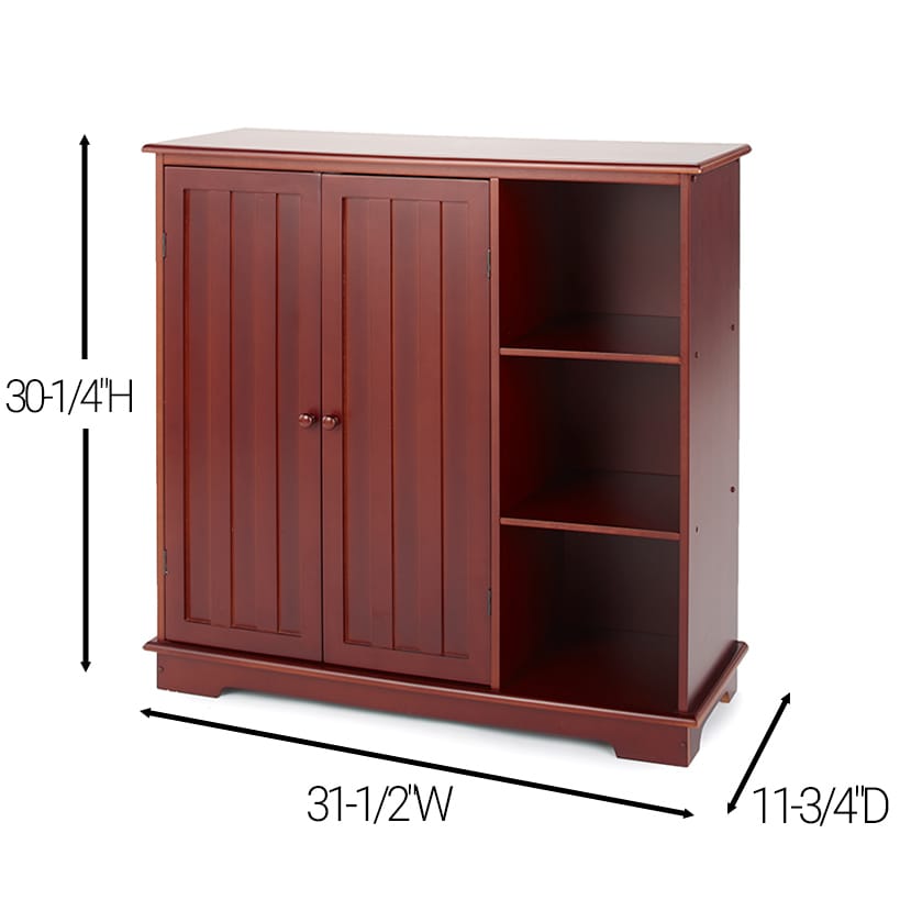 Beadboard Storage Cabinet with 3 Shelves and Cupboard