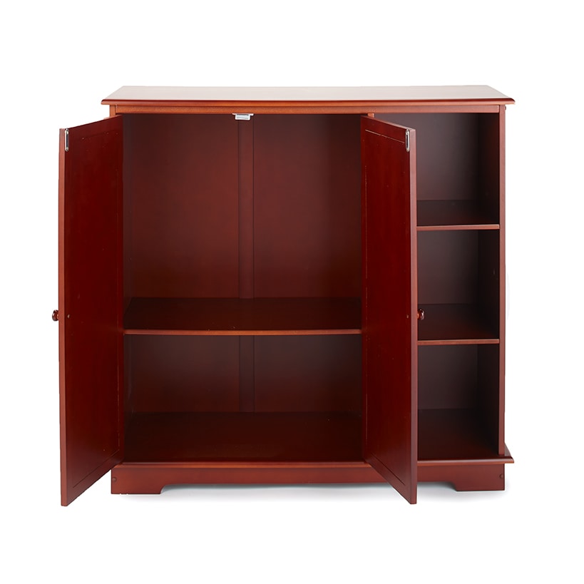 Beadboard Storage Cabinet with 3 Shelves and Cupboard