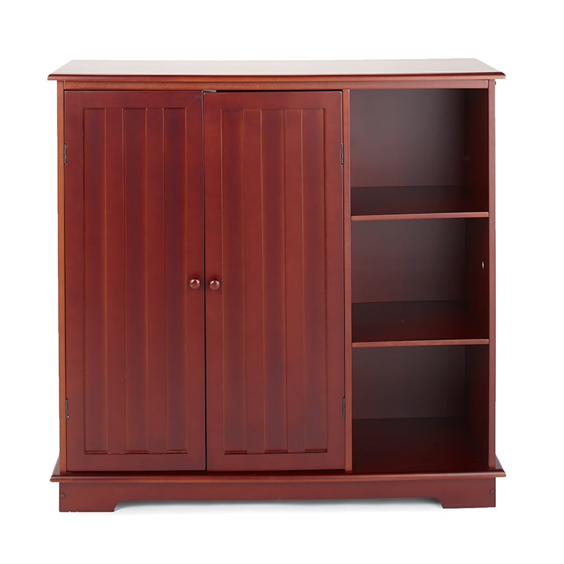 Beadboard Storage Cabinet with 3 Shelves and Cupboard