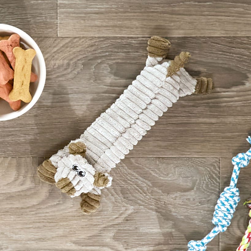 Stuffing-Free Soft Plush Corduroy Dog Chew Toy Pig Cow Or Dog Shaped