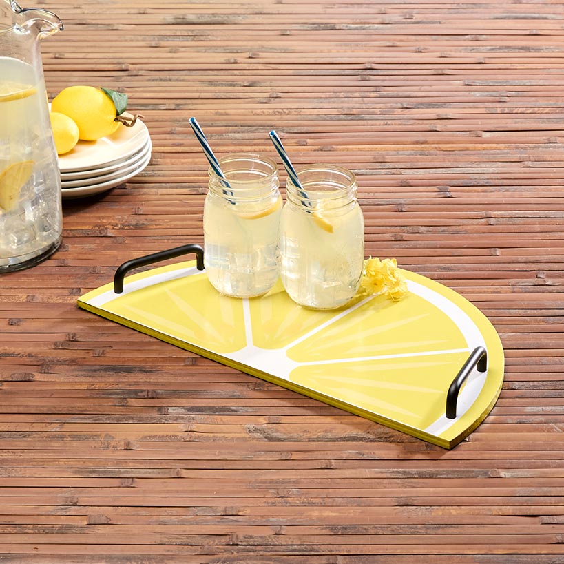 Summertime Fruits Wood Serving Tray - Lemon or Pineapple