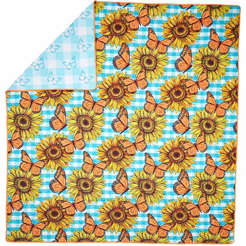 Sunflower Butterfly Full/Queen or King Quilt, Sham, or Decorative Pillow