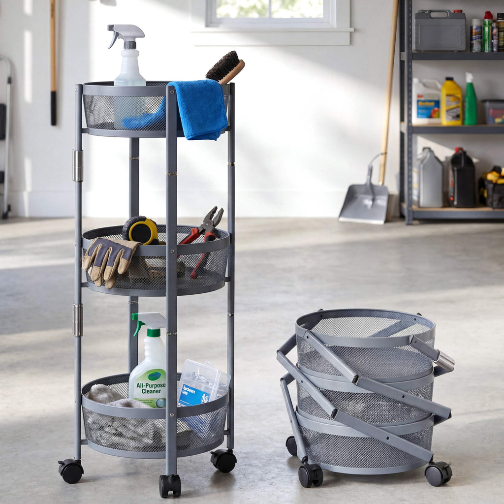 Foldable Utility Cart with Wheels - 3-Tier