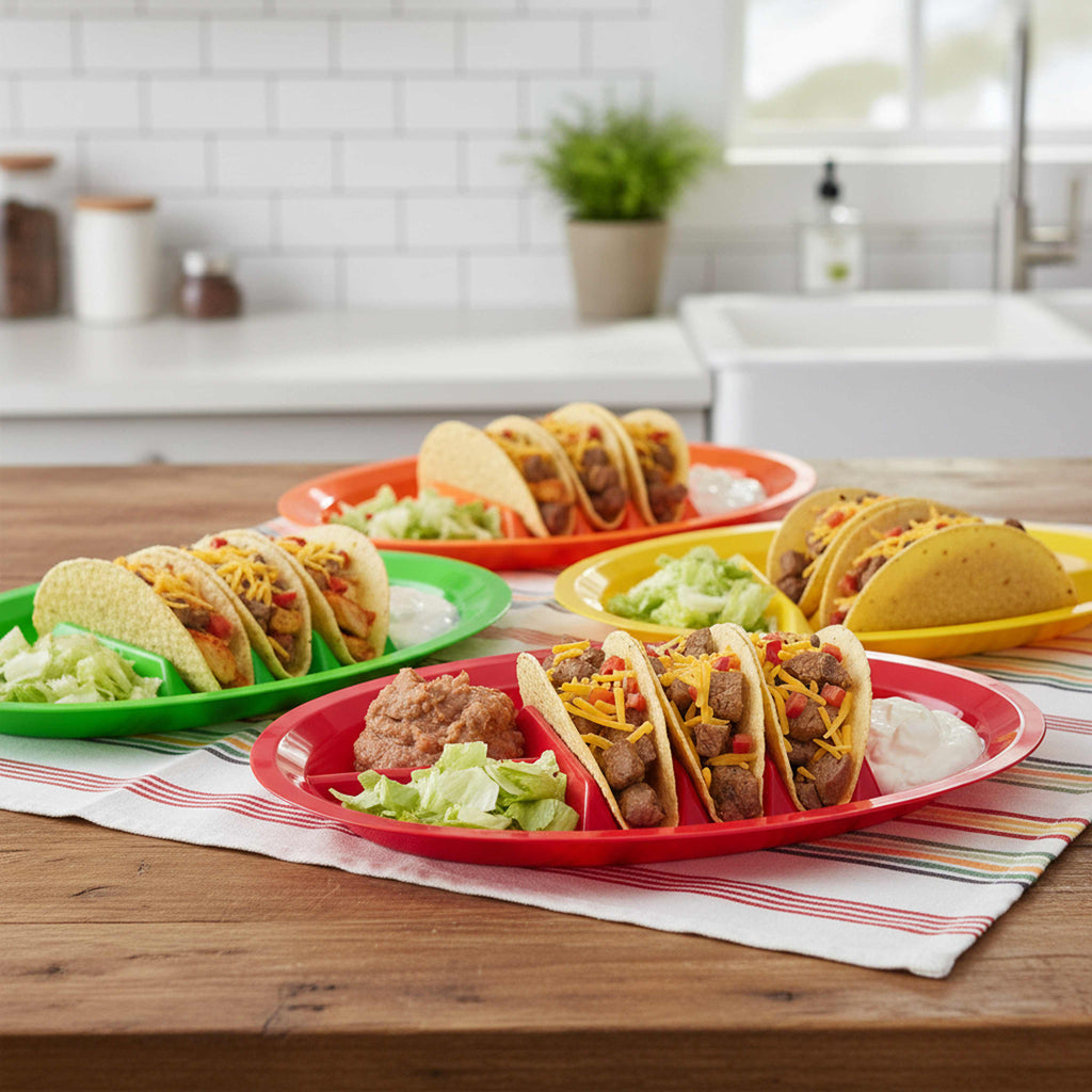 Divided Taco Plates, Set of 4 A632