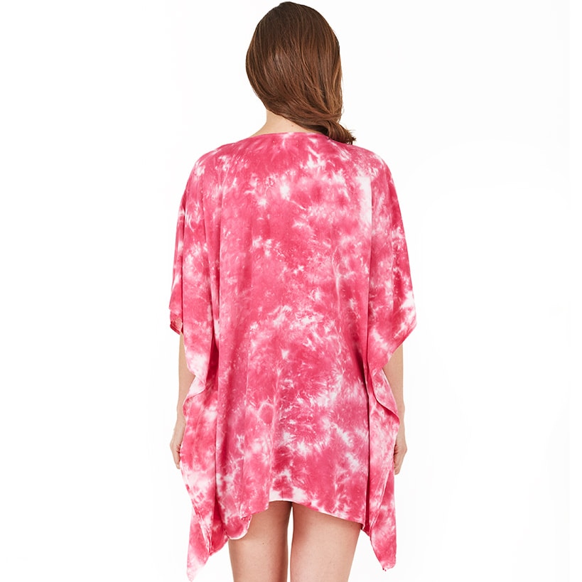 Tie-Dye Lace Trim Cover-Up Caftan