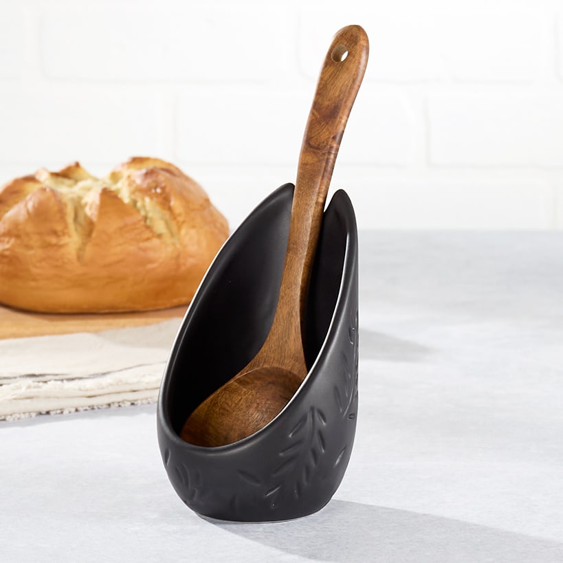 Embossed Upright Spoon Rest Utensil Holder