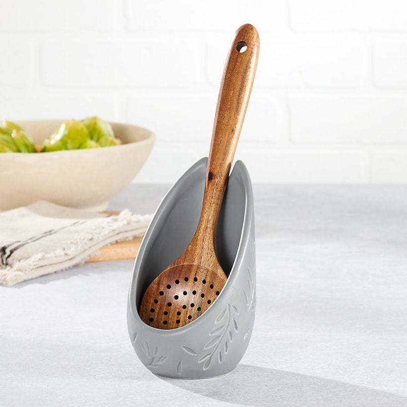 Embossed Upright Spoon Rest Utensil Holder