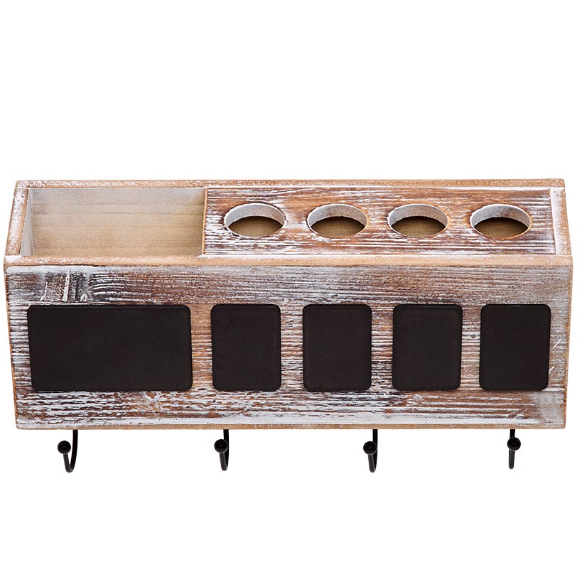 Bathroom Wooden Toothbrush Holder with Chalkboard Labels