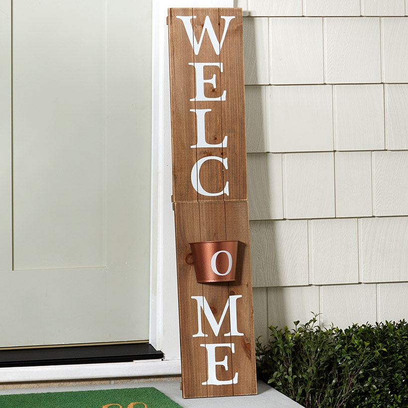 Welcome Sign with Planter