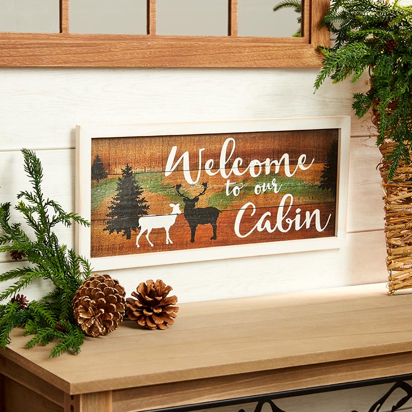 Woodland Welcome Sign Wall Art - Cabin, Lake or Woods