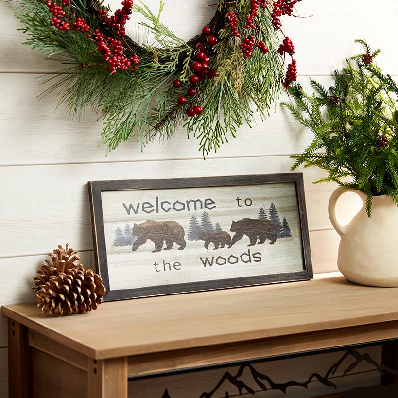 Woodland Welcome Sign Wall Art - Cabin, Lake or Woods